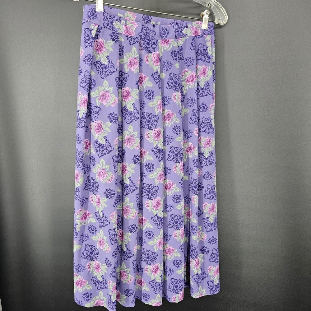 Pendleton Country Sophisticates Skirt Womens 10 Purple Floral Pleated Midi USA